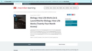 How Life Works 2e & LaunchPad for Biology ... - Macmillan Learning