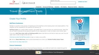 Travel Profile for Travel Management Tools at MacNair Travel
