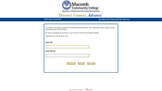 Activate Account - My Macomb Password Self Service