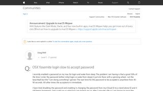 OSX Yosemite login slow to accept password - Apple Community ...