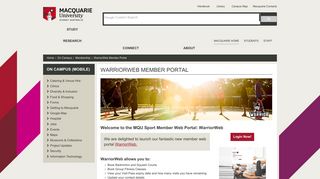 WarriorWeb Member Portal - Macquarie University