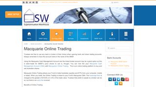 Macquarie Online Trading - SMSF Warehouse
