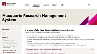 Macquarie University - Macquarie Research Management System