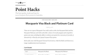 Macquarie Visa Cards - Point Hacks Review