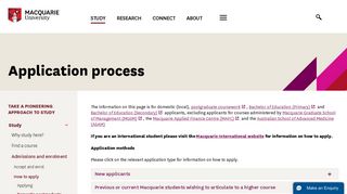 Macquarie University - Application process