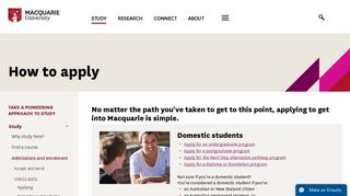 Macquarie University - How to apply - Domestic and International Info