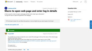 Macro to open web page and enter log in details - Microsoft Community