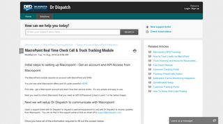MacroPoint Real Time Check Call & Truck Tracking Module : Dr ...