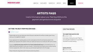 Mad Dog 2020 | Supporting Artist FAQ's | Mad Dog 2020