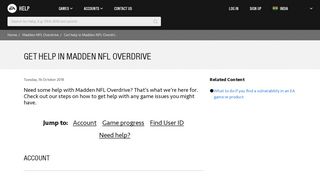 Get help in Madden NFL Overdrive - EA Help - Electronic Arts