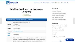 Madison National Life Insurance Company - True Blue Life Insurance
