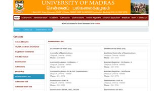 Examinations - IDE - Welcome to University of Madras