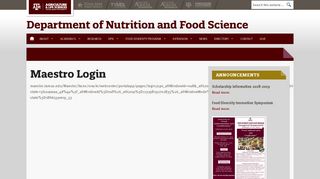Maestro Login - Department of Nutrition and Food Science