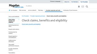 Check claims, benefits and eligibility | Florida - Magellan Complete ...