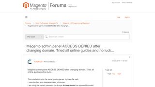 Magento admin panel ACCESS DENIED after changing d... - Magento Forums