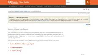 Admin Actions Log Report | Magento Enterprise Edition