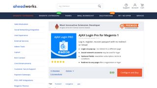 Magento Ajax Login Extension - aheadWorks