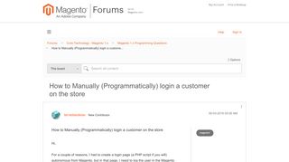 How to Manually (Programmatically) login a custome... - Magento Forums