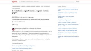 How to add a login form on a Magento custom page - Quora