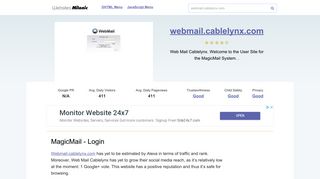 Webmail.cablelynx.com website. MagicMail - Login.