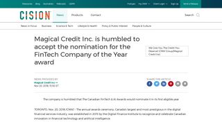 Magical Credit Inc. is humbled to accept the nomination for the ...