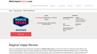 Magical Vegas Casino Review + 20 Free Spins - WeCompareCasinos ...