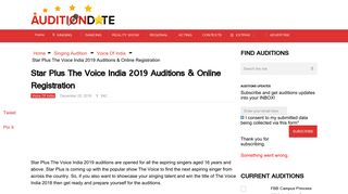 Star Plus The Voice India 2019 Auditions & Online Registration