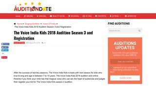The Voice India Kids 2018 Audition Season 3 and Registration
