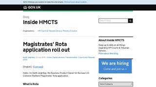 Magistrates' Rota application roll out - Inside HMCTS