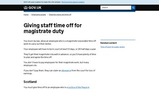 Giving staff time off for magistrate duty - GOV.UK
