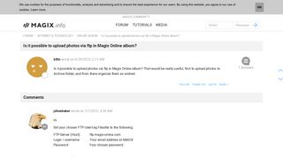 Is it possible to upload photos via ftp in Magix Online album ...