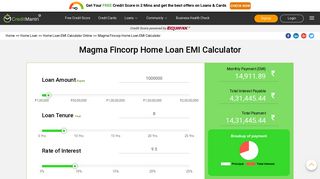 Magma Fincorp Home Loan EMI Calculator & Check Eligibility | Apply ...