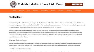 Net Banking - Mahesh Sahakari Bank Ltd., Pune