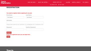 Register - Tech Mahindra Job Portal