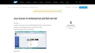 sso issue in enterprise portal server - archive SAP