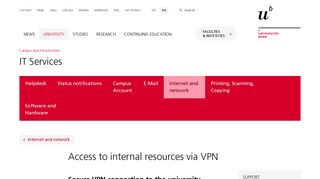 Access to internal resources via VPN - University of Bern