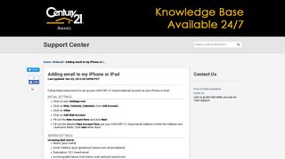 CENTURY 21 Award | Adding email to my iPhone or iPad