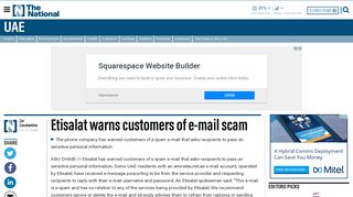 Etisalat warns customers of e-mail scam - The National