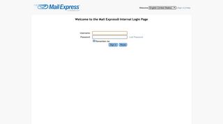 the Mail Express® Internal Login Page