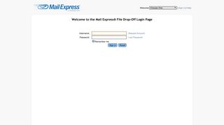 the Mail Express® File Drop-Off Login Page