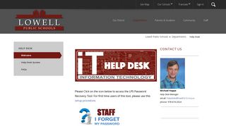 Help Desk / Welcome - Lowell Public Schools