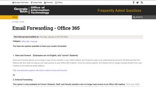 Email Forwarding - Office 365 - OIT FAQ - Georgia Tech
