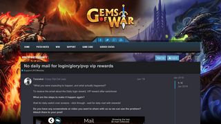 No daily mail for login/glory/pvp vip rewards - Support (PC/Mobile ...