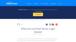 What are my Email Server Login Details? - HostPresto!