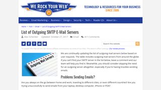 List of Outgoing SMTP E-Mail Servers | We Rock Your Web
