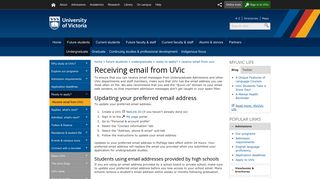 Receiving email from UVic - University of Victoria