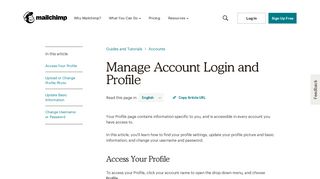 Manage Account Login and Profile - MailChimp