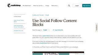 Use Social Follow Content Blocks - MailChimp