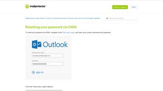 Resetting your password via OWA – Mailprotector Help Center