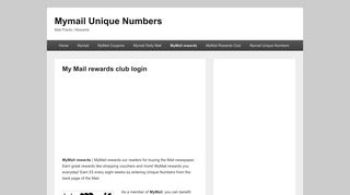 My Mail rewards club login – Mymail Unique Numbers
